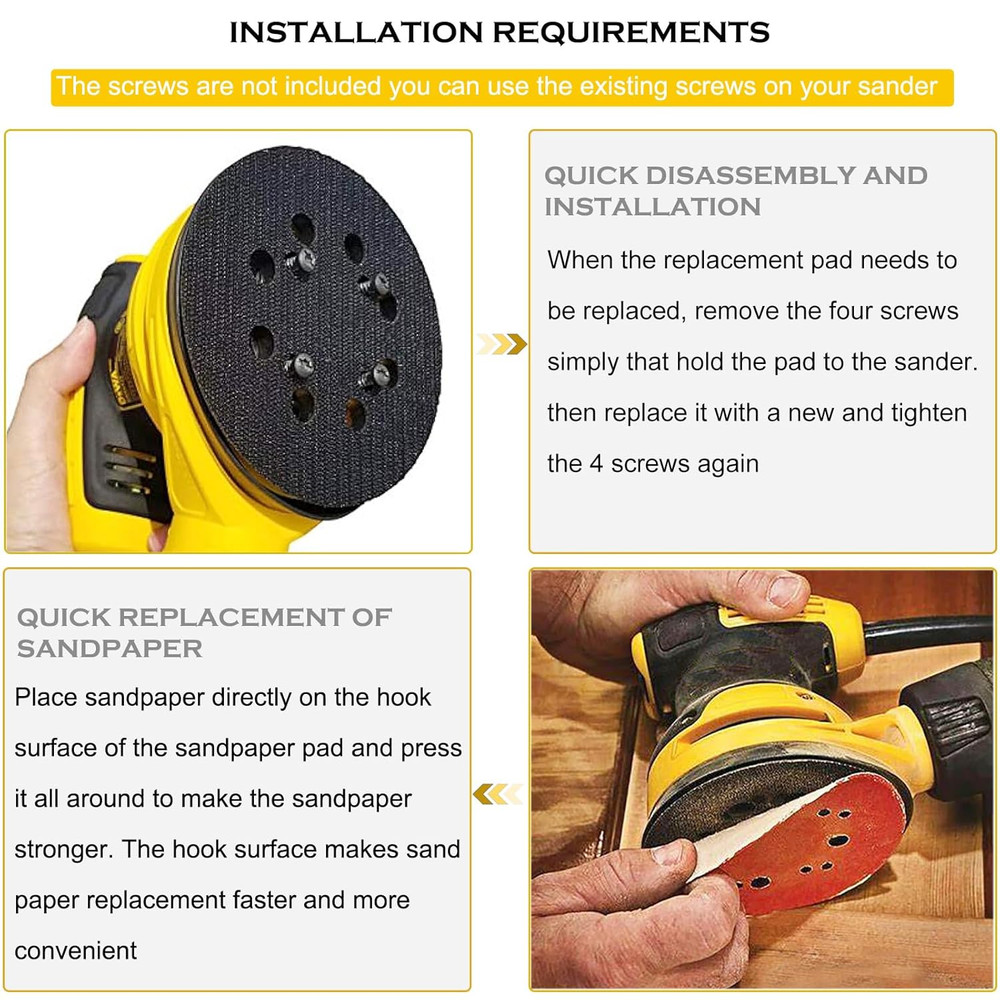 5" 8 Hole Hook and Loop Replacement Sander Pad for Dewalt Random Orbital Sander,