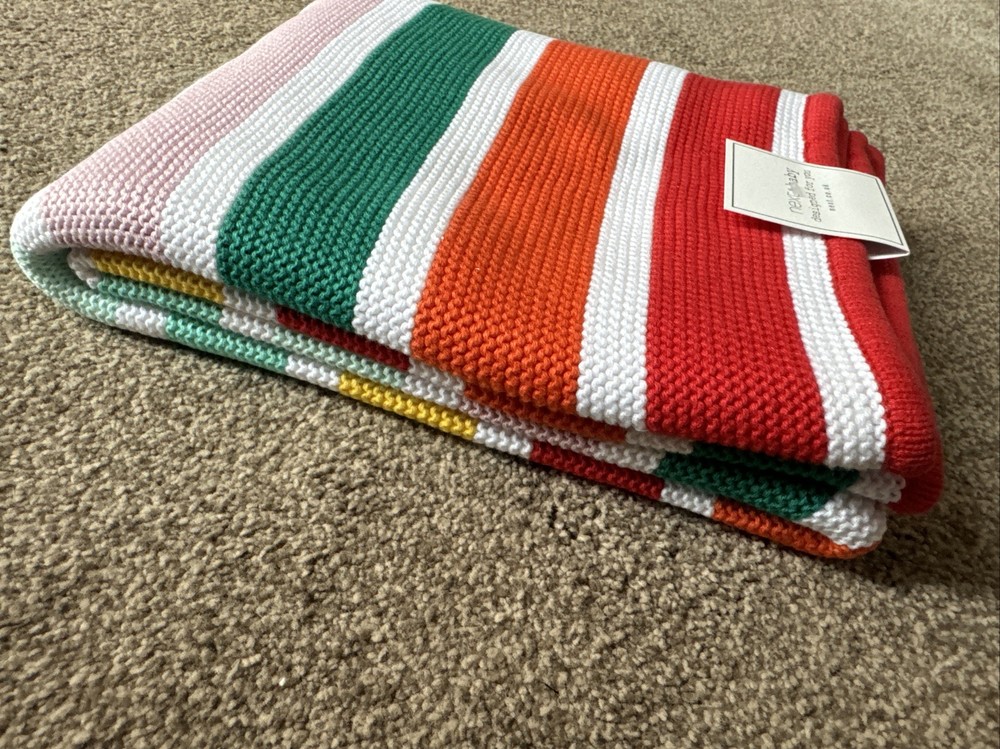 Next Rainbow Stripe Knitted Baby Blanket