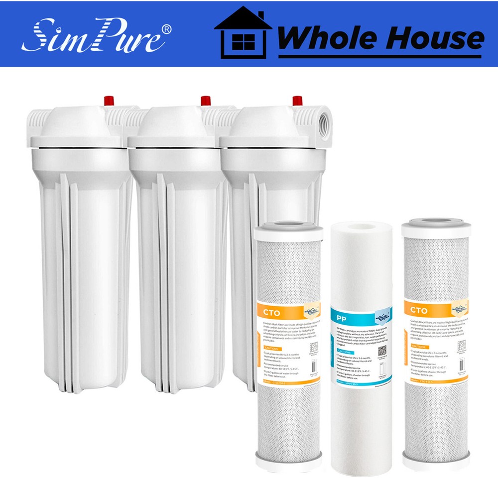 3-Stage 10 Inch Whole House Water Filter Housing Filtration System 10" x 2.5"