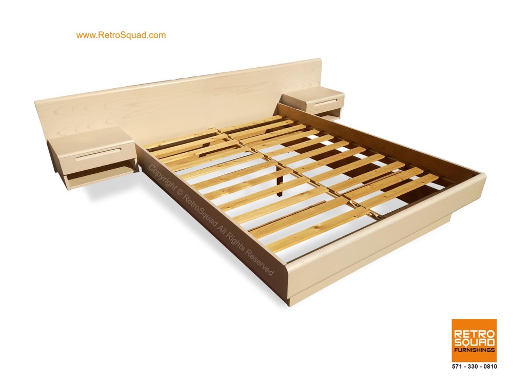 3 pc Danish Modern Bedroom Set Whitewashed TEAK from Jesper Queen Platform Bed