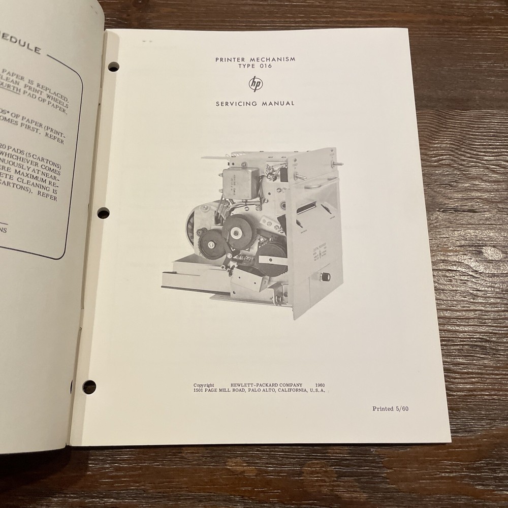 HP Type 016 Printer Mechanism Servicing Manual 1960
