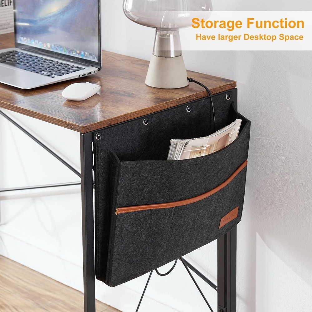 39 Inch Folding Desk Home Office Writing Computer Desk Study Table Brown