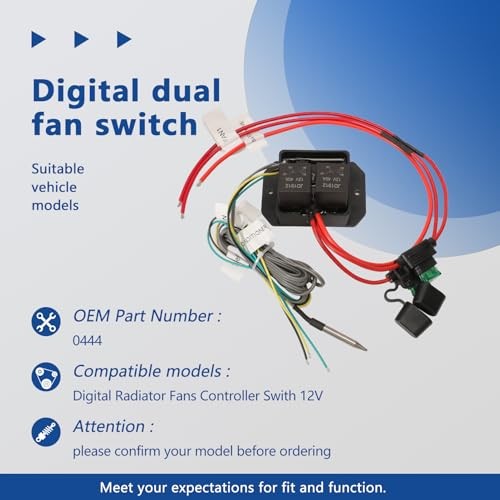 Digital Radiator Fans Controller Switch Kit with Adjustable Temperature Range
