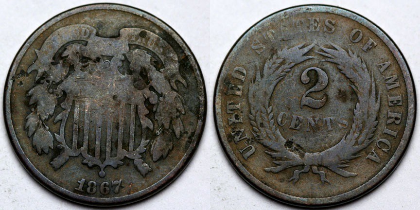 1867  Two Cent Piece