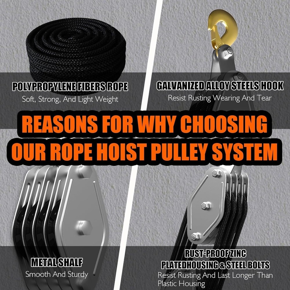 Rust-Proof 4400LB Pulley Block for Heavy Objects