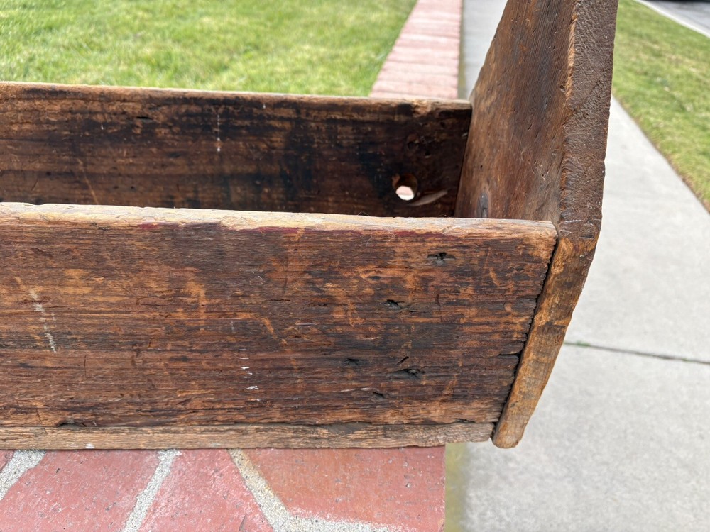 Vintage Handmade Wood Tool Caddy Tool Box Rustic Tray Extra Long.