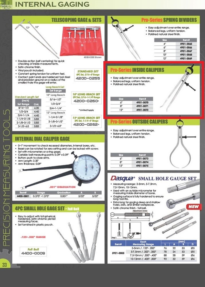 PRO-SERIES 8" INSIDE CALIPER (4901-0071)