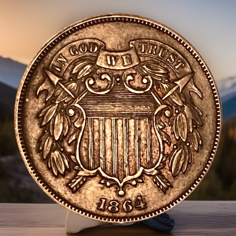 1864 2 Cent Piece Large Motto Choice BU
