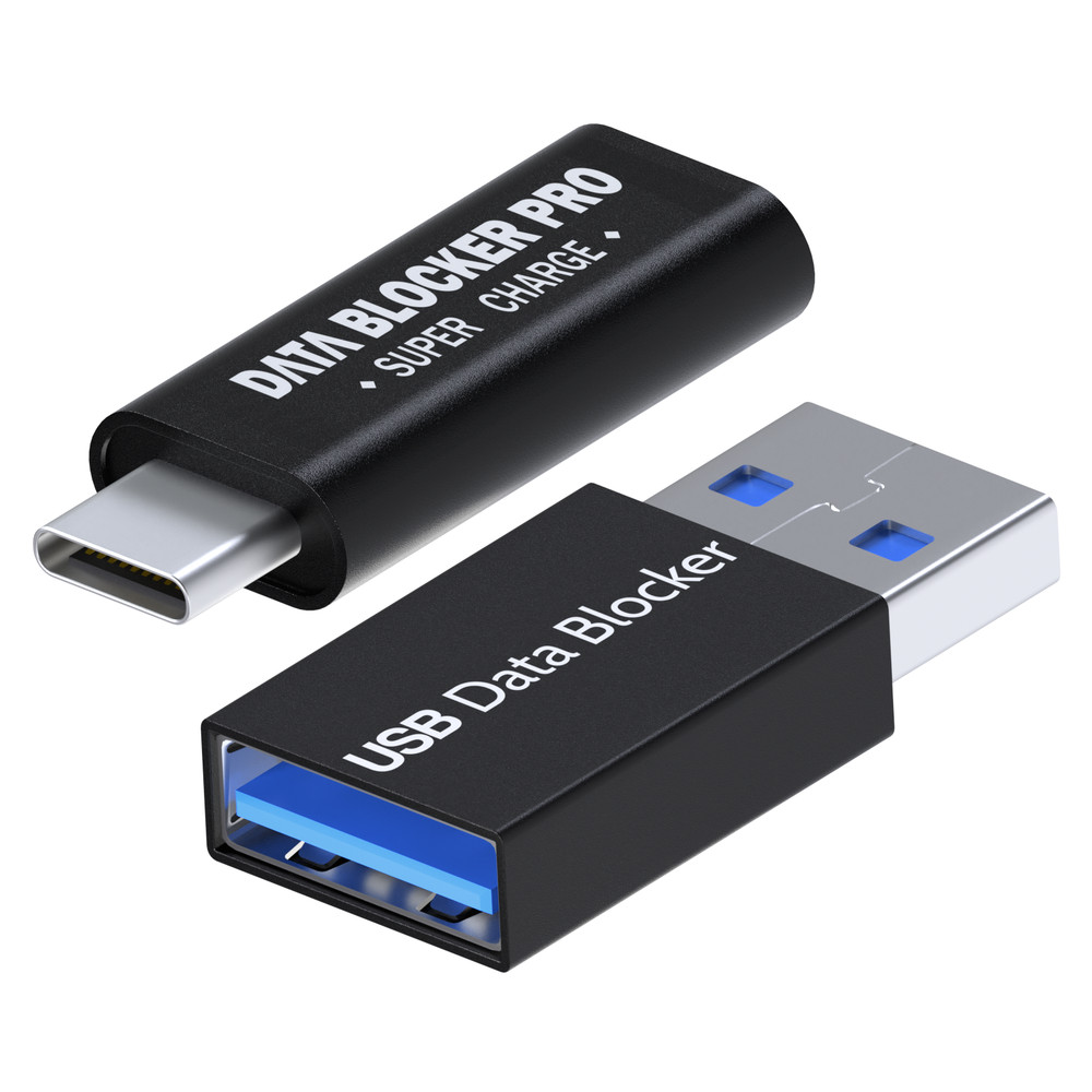 USB Data Blocker & USB-C Data Blocker [2 Pack] Protect for Juice Jacking Black