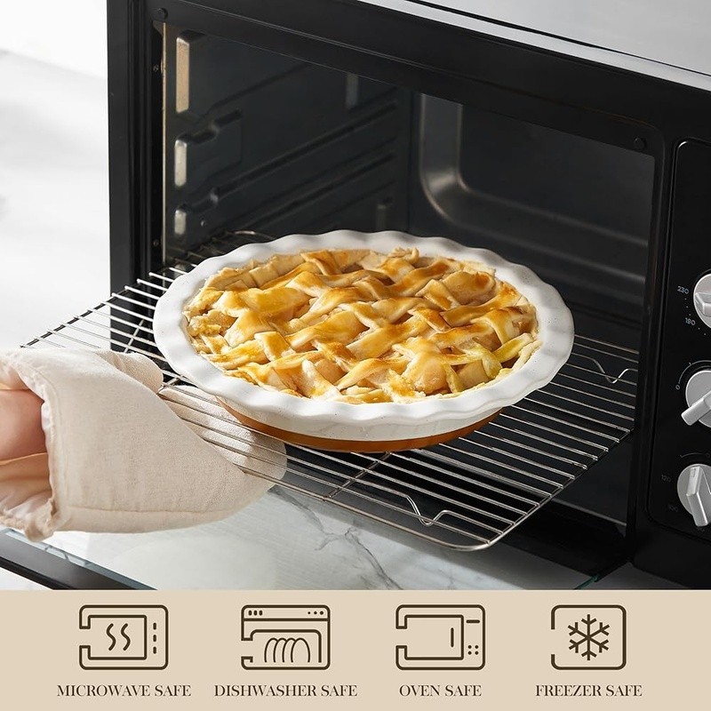 Deep Pie Dish Set Nonstick Stoneware Quiche Baking Pan Oven Safe 9 Inch 2 Pack