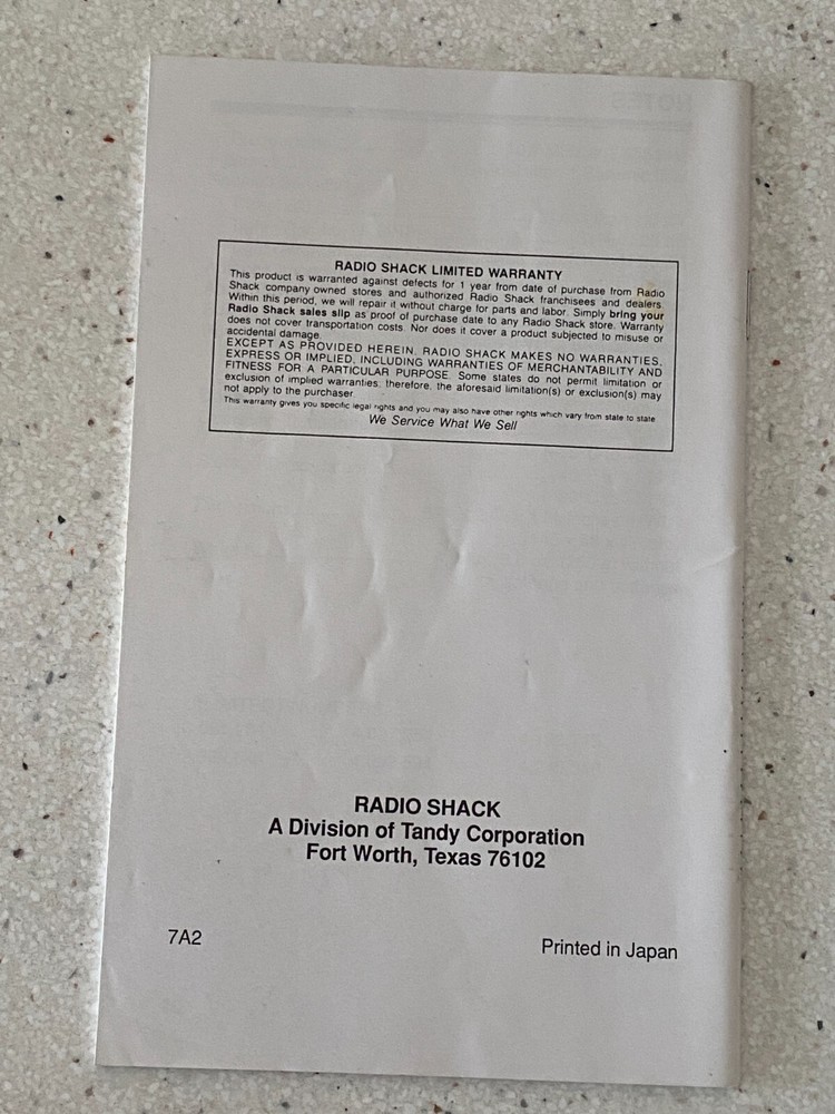 Realistic 20-303 PRO-39 Programmable Scanner Owner's Manual