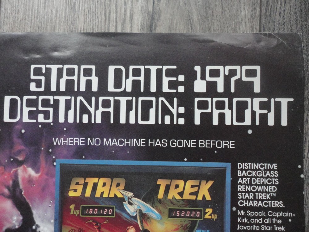 Star Trek Pinball Machine Flyer Original Bally Flyer D