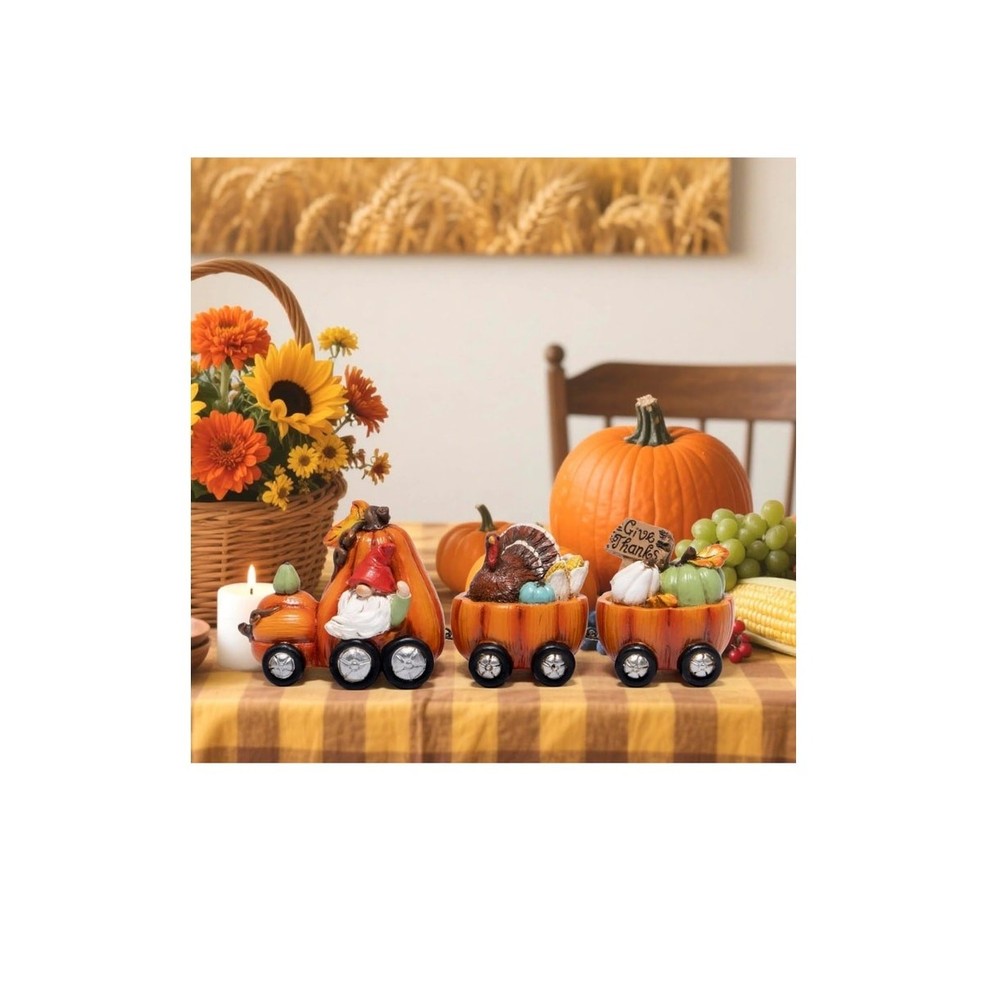 Pumpkin Express Train decorative figurine set