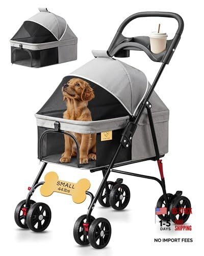 4 Wheel Foldable Pet Stroller - Lightweight Dogs and Cats Small (44 Pound)