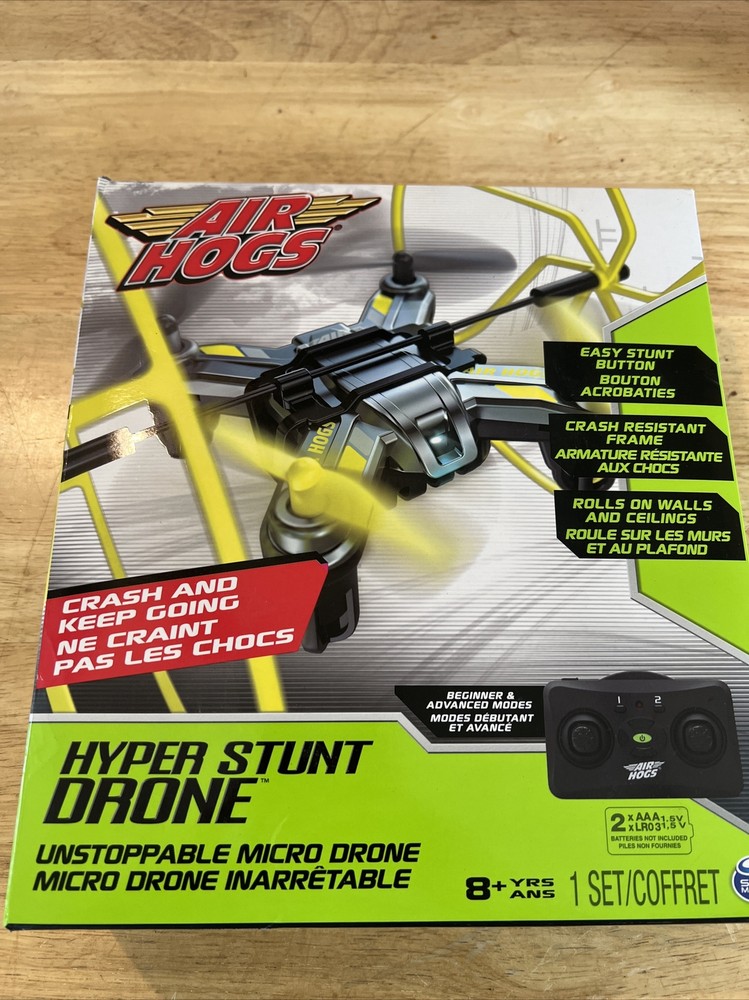 Air Hogs - Hyper Stunt Drone - Unstoppable Micro RC Drone -Yellow Barely Used