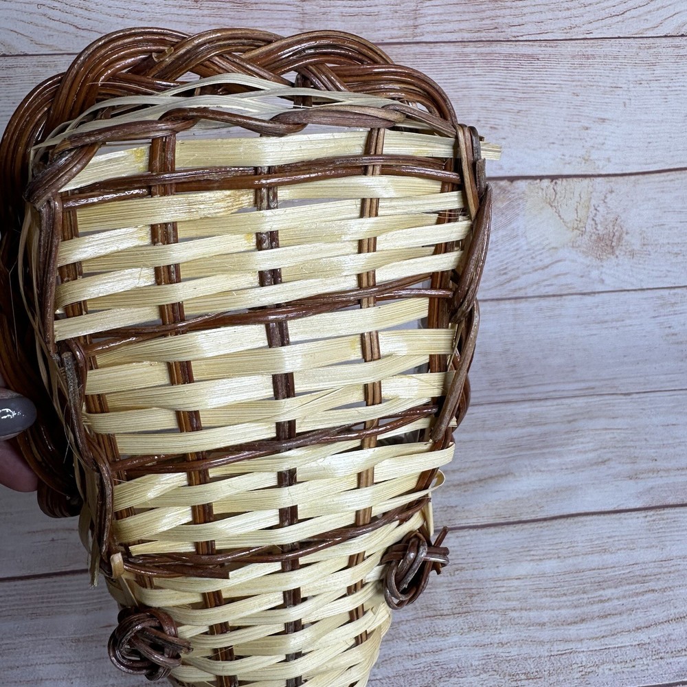 Cornucopia Horn of Plenty Rustic Woven Lined Wicker Basket Fall Thanksgiving
