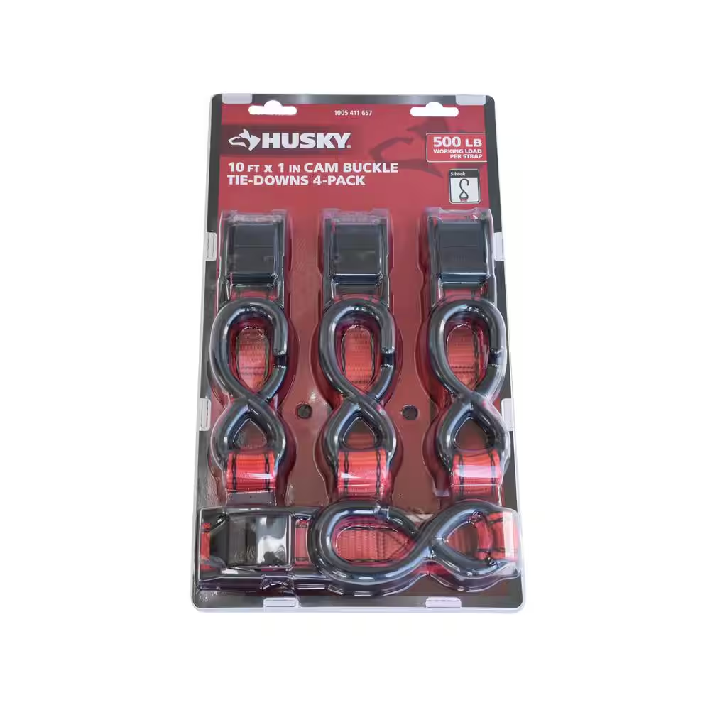 NEW10ft Heavy-Duty 4-PACK Tie-Down Straps with Quick-Release & S-Hooks Anti-Rust
