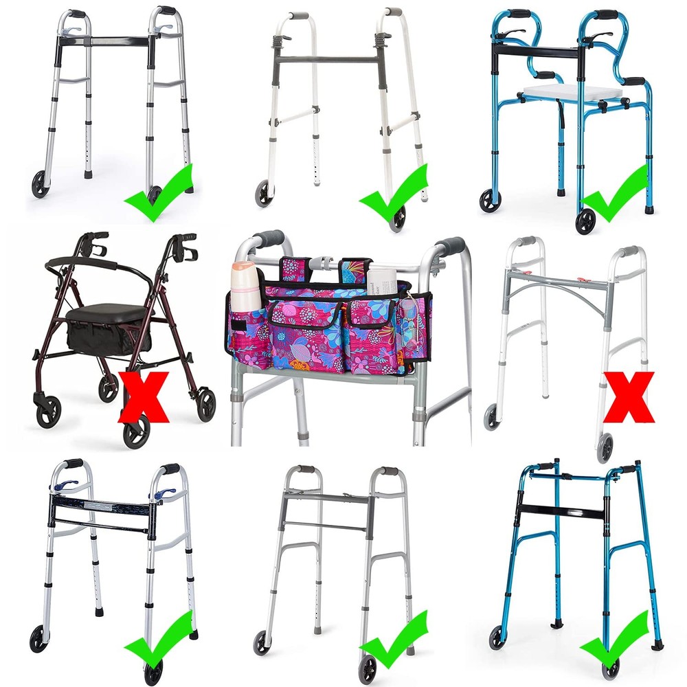 supregear Walker Bag Basket, Multi Pockets Folding Walker Pouch with Cup Hold...