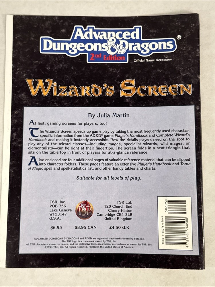 Wizards Screen 9468 Beginners Guide & More Dungeons & Dragons AD&D 2nd Edition