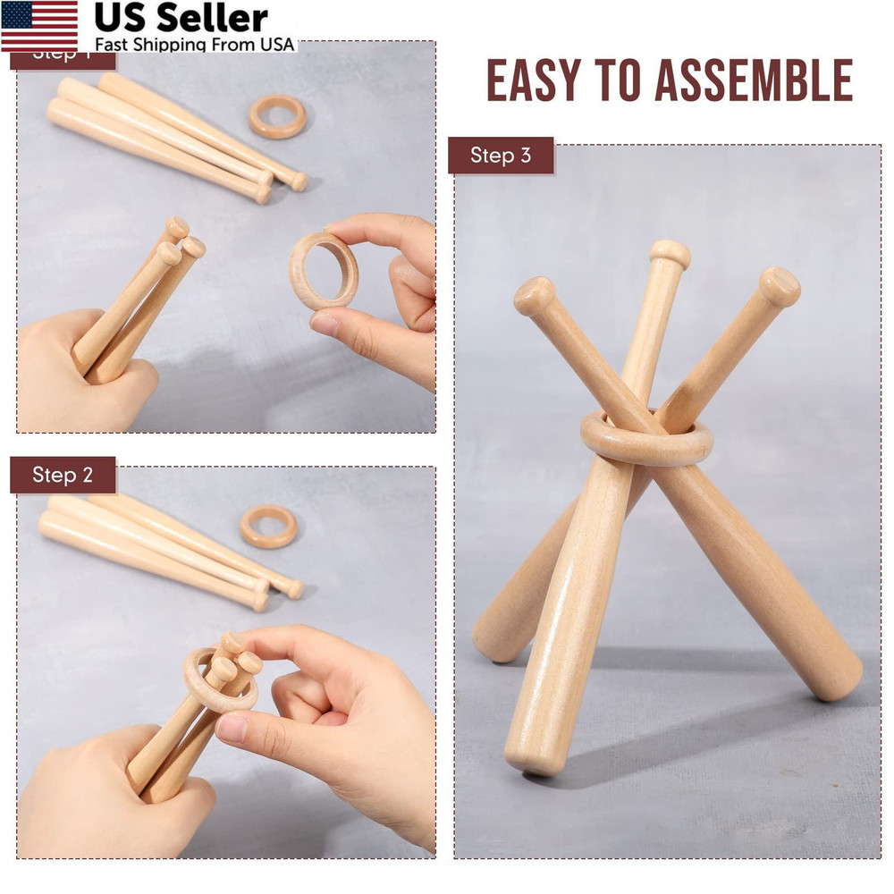 Mudder 3 Pack Baseball Stand Holders Balls Display Light Brown