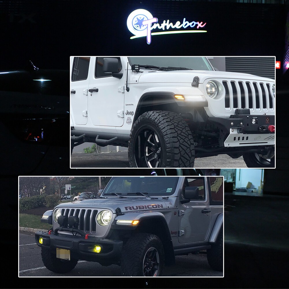 Pair Front Fender LED Side Marker Light Amber For 18+ Jeep Wrangler JL/Gladiator