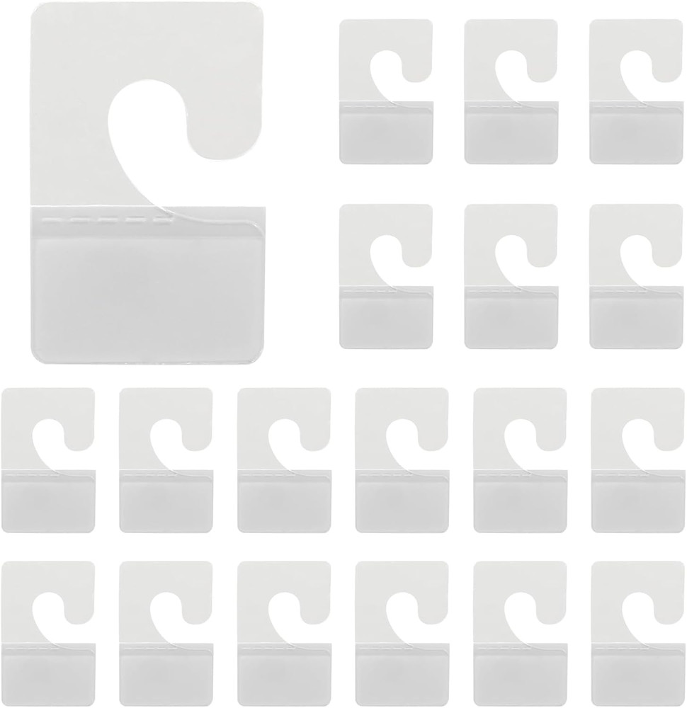 300Pcs Clear Plastic Self Adhesive Hang Tags J-Hook Tags Hanging Folder Tabs, St