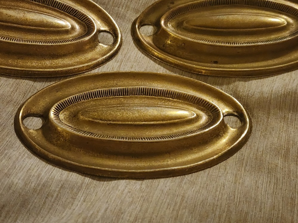 Antique Bronze Oval Drawer Pulls Hepplewhite Set Of 5