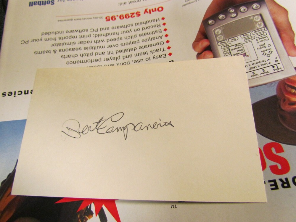 Bert Campaneris autographed index card