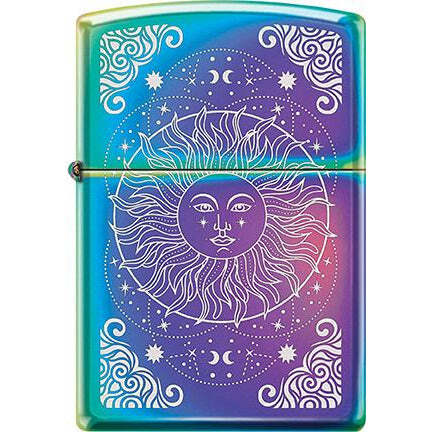 Zippo Windproof Metal Design Fire Lighter - Colorful Sun Design