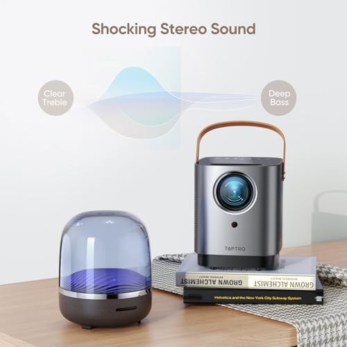 [Unique Handle Design] Mini-Projector, Mini Projector with 5G WiFi and Silver