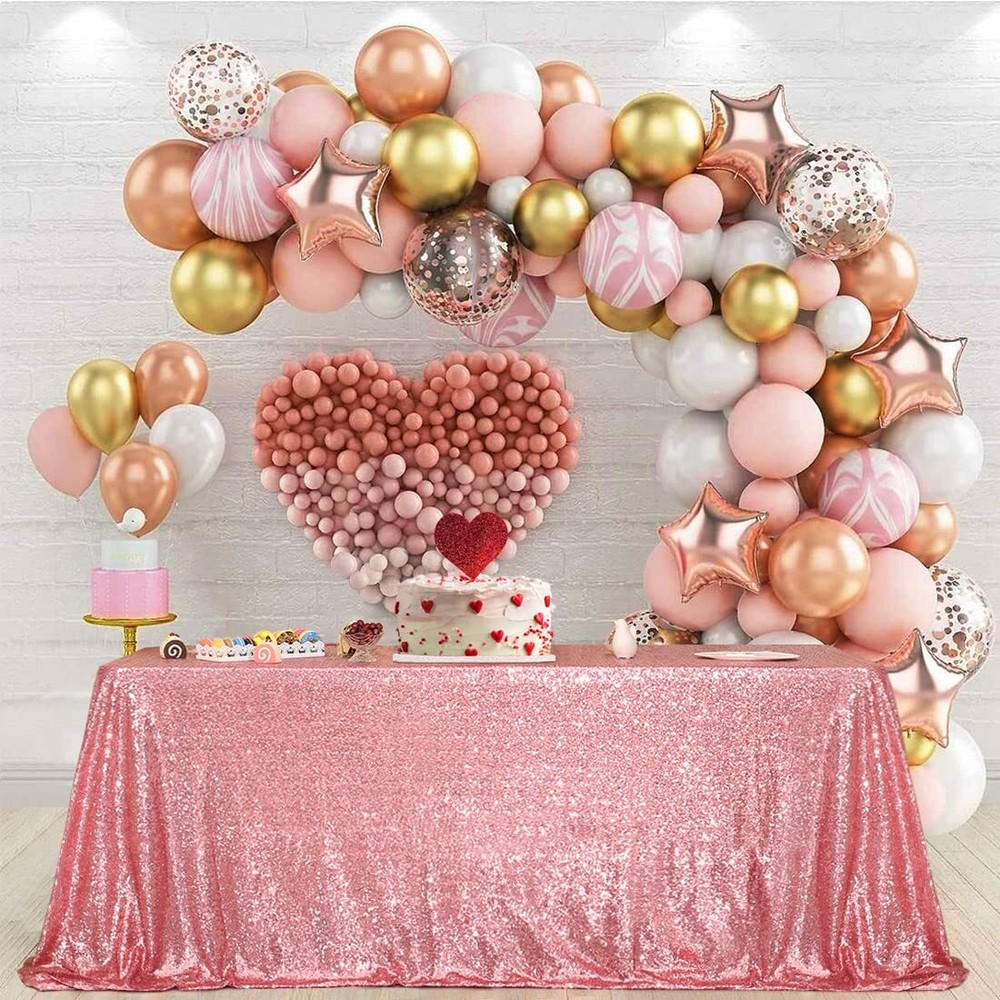 Sequin Tablecloth Rectangular 60"x102" Fuchsia Pink