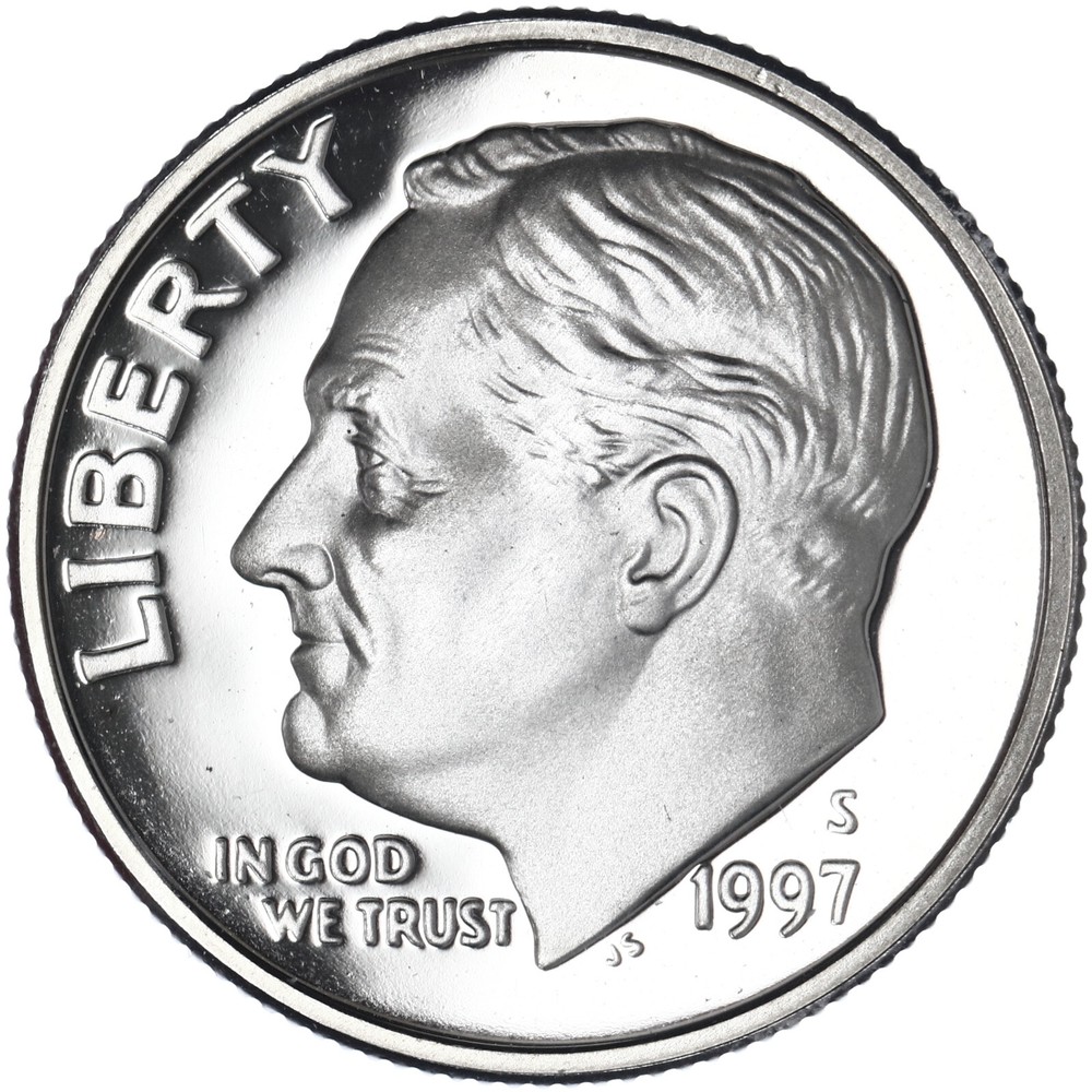 1997 S Roosevelt Dime Gem DCam Proof CN-Clad