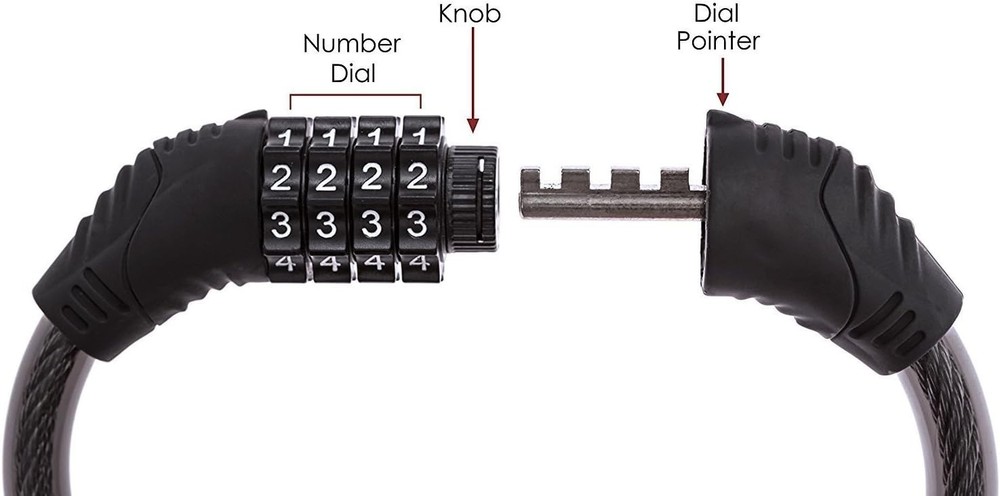 Compact 4-Digit Combination Lock - Strong Steel Cable for Bicycle Security, 2ft