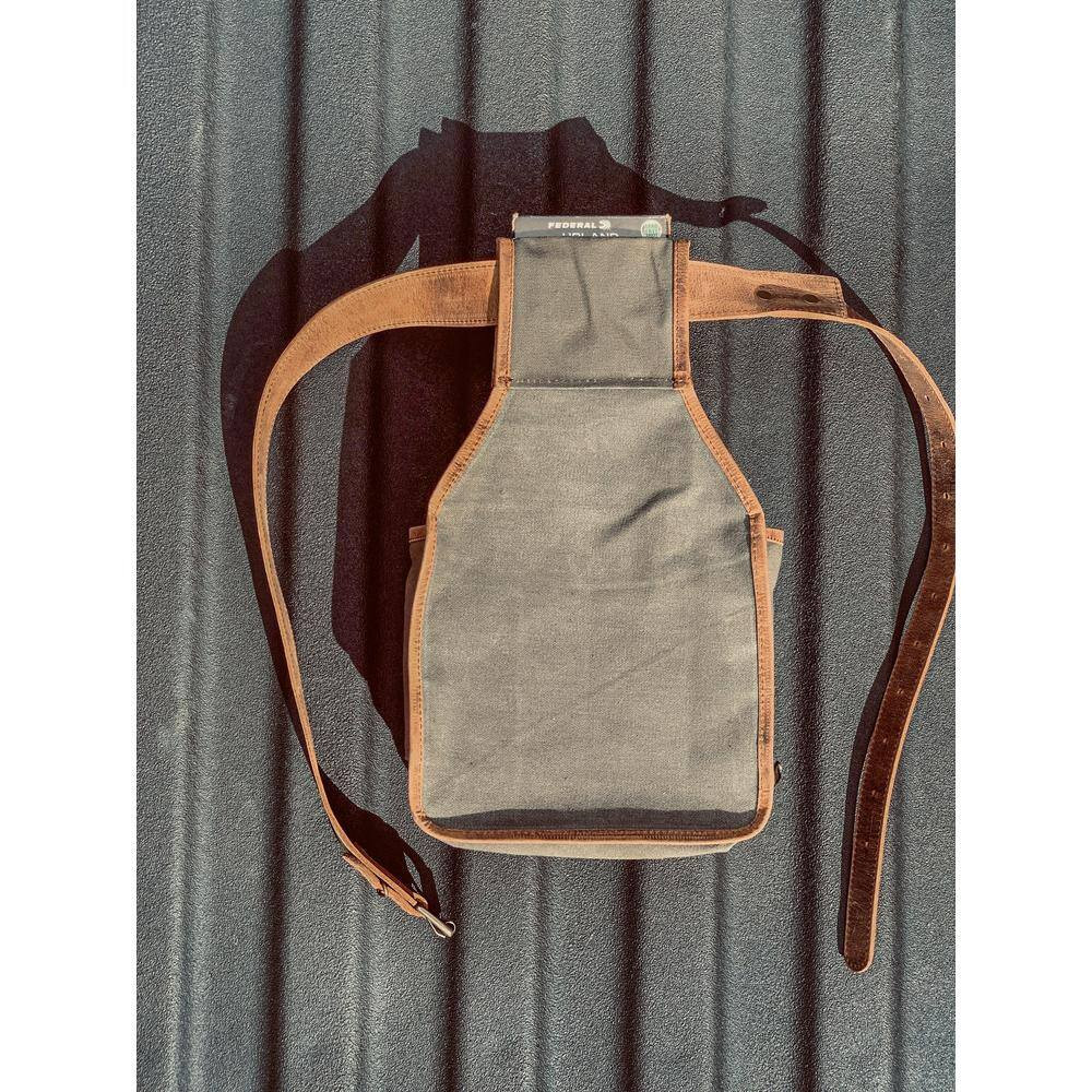 Canvas Leather Shot Gun Shell Pouch with Belt
