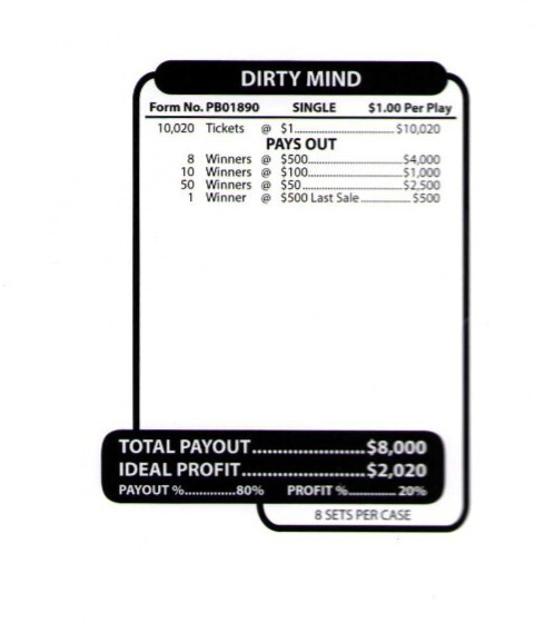 Pull Tab Tickets - Jar Tickets - Game - Dirty Minds - 10,020 ct