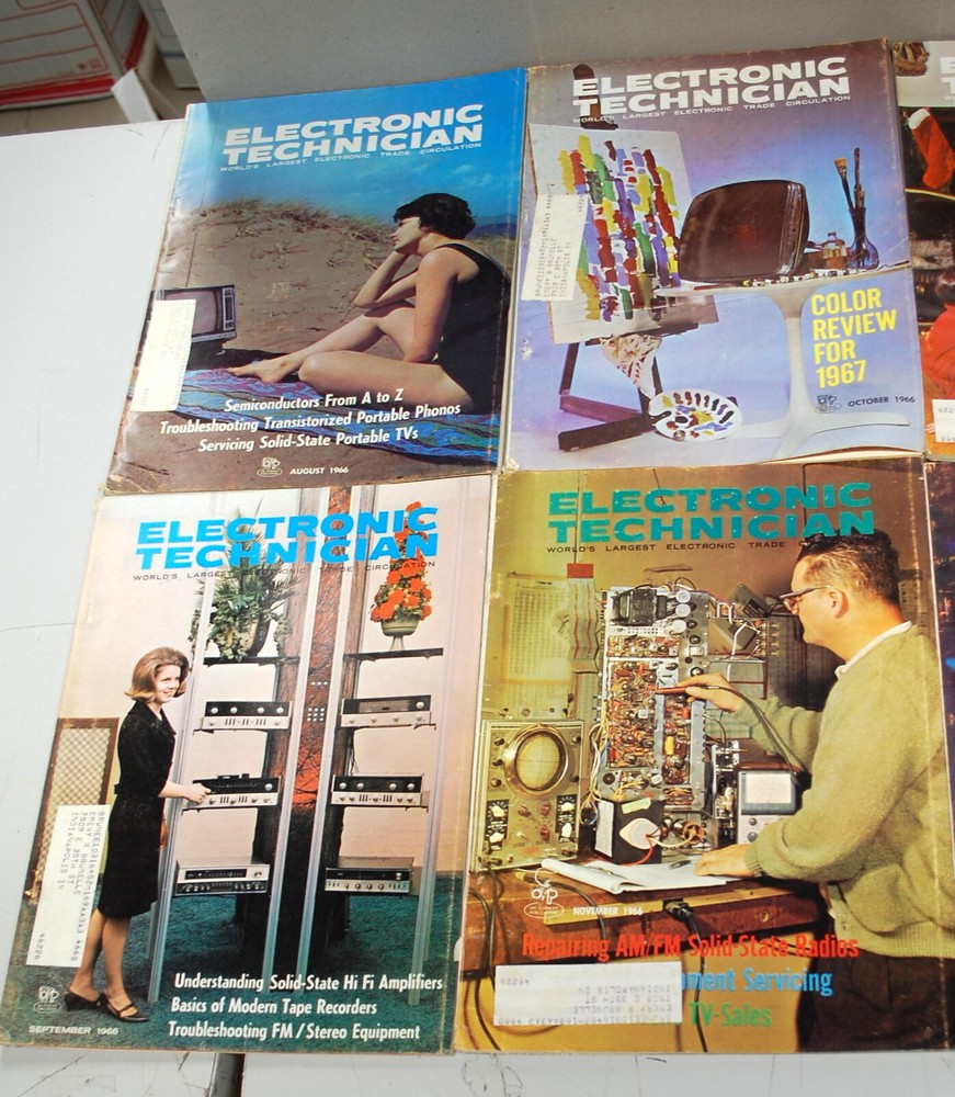 Rare Electronic Technician Magazine 9 Issues 1966-67 Ships Worldwide