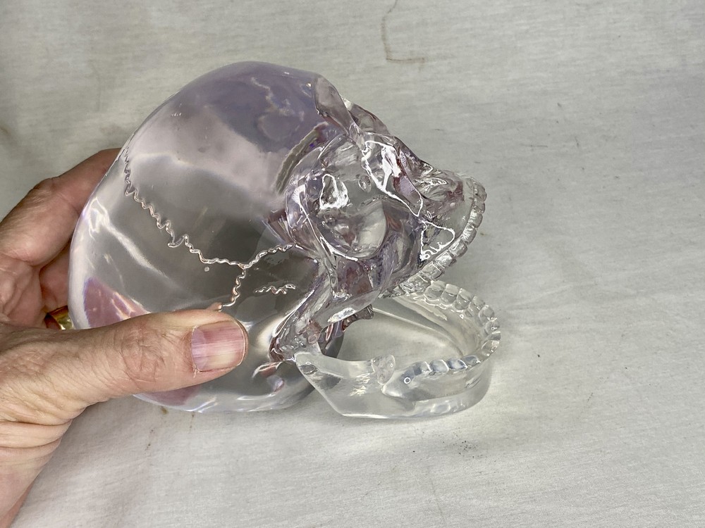 Mitchell Hedges Ancient Crystal Skull Replica, Solid Acrylic, Color Book, Signed