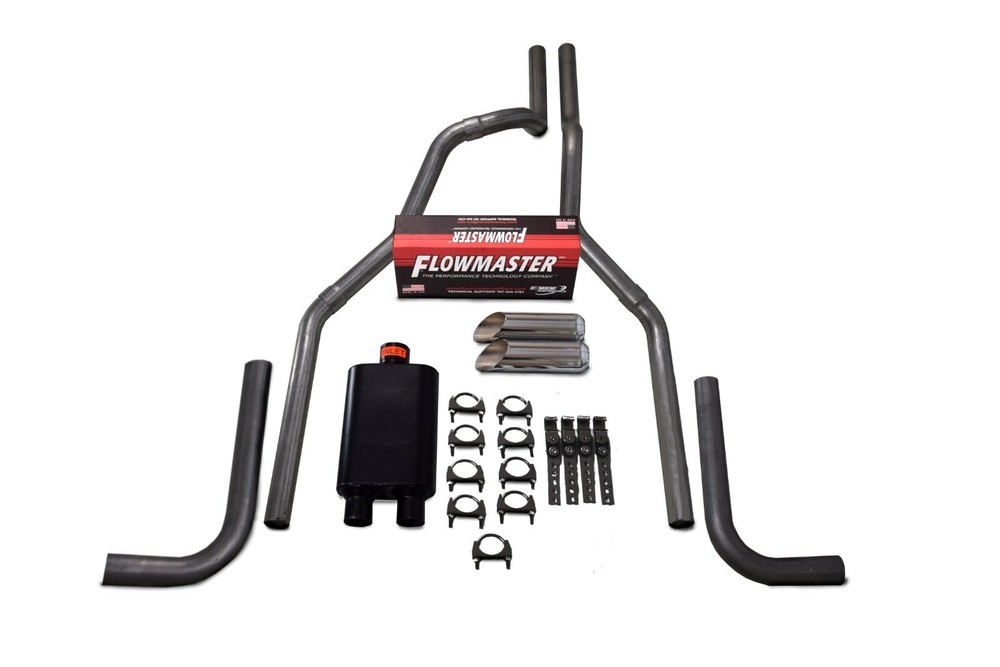 96-99 Chevy GMC 1500 2.5" Dual Exhaust Flowmaster Super 44 Side Exit Slash Tip