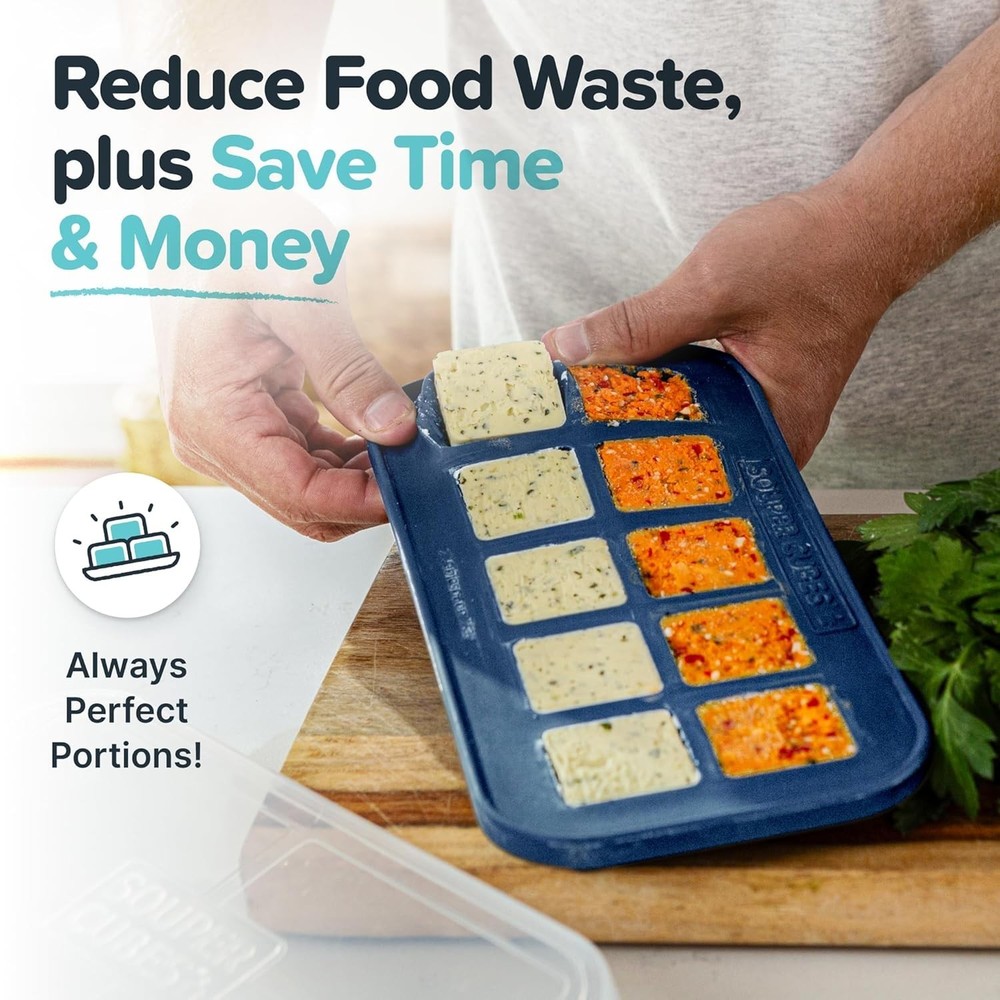 Oven-Safe 2 Tbsp Silicone Freezer Containers - 2-Pack for Kitchen Efficiency
