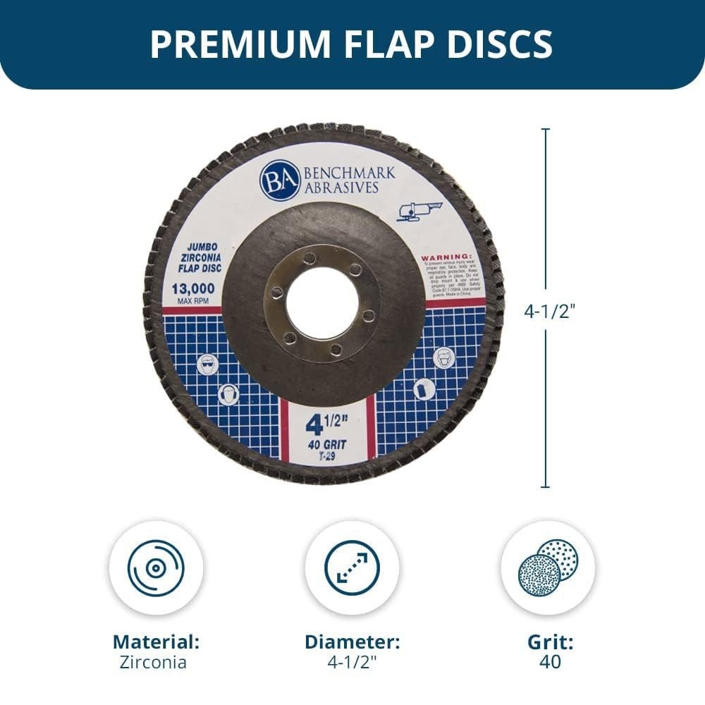 Zirconia Type 29 Flap Discs 4 1/2" 10-Pack - 40 Grit