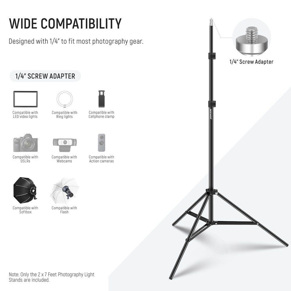 NEEWER ST210D 7' Light Stand (2-Pack) for Studio Lighting