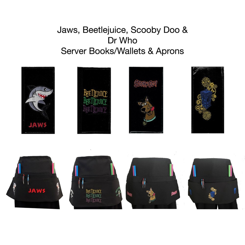 Jaws, Beetlejuice, Scooby & Dr Who / Server Wallet or Aprons