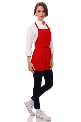 Unisex Three Pocket Apron One Size Red