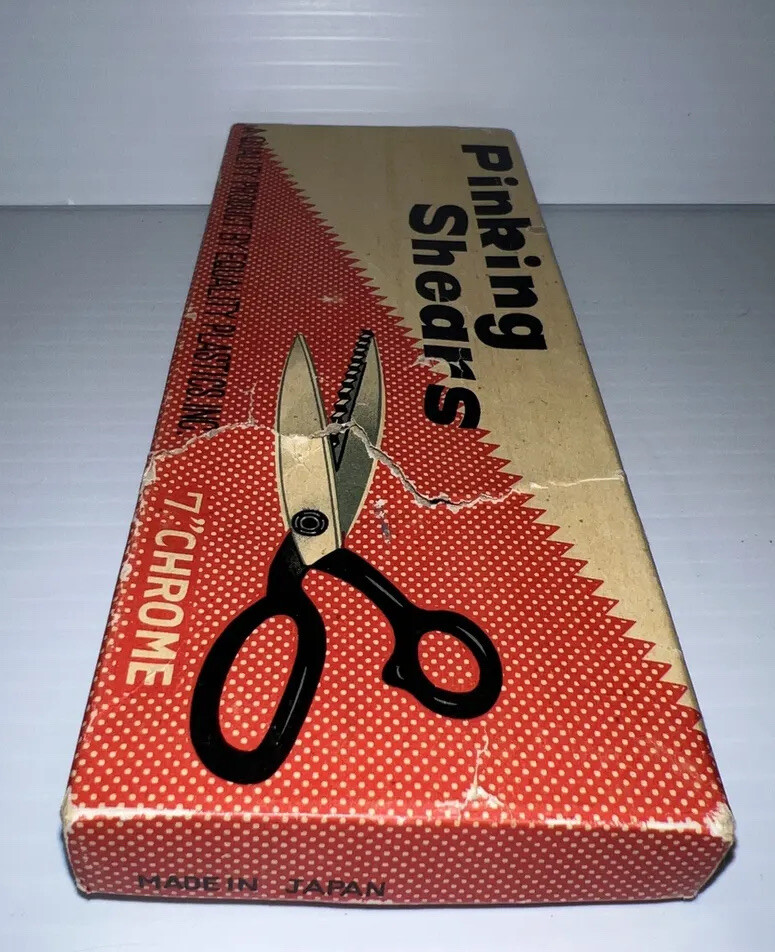 Vintage Pinking Shears Chrome Plated Scissors W/Original Box