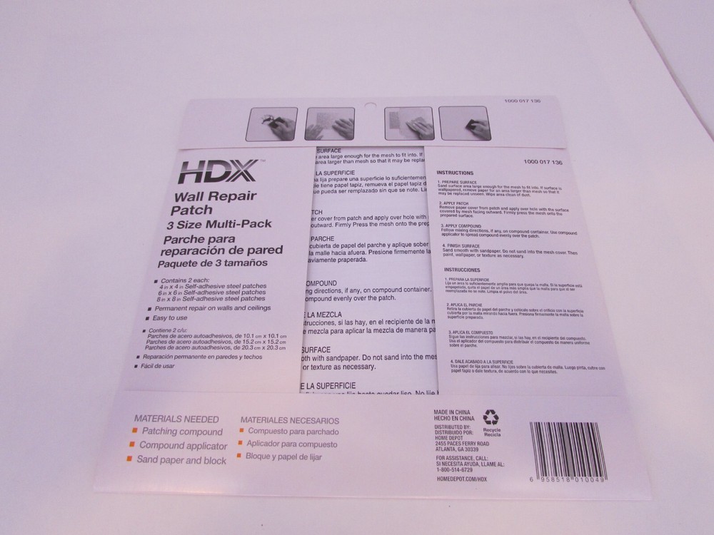 WALL AND CEILING REPAIR PATCH 6 PATCHES ( 3 SIZE MULTI PACK )