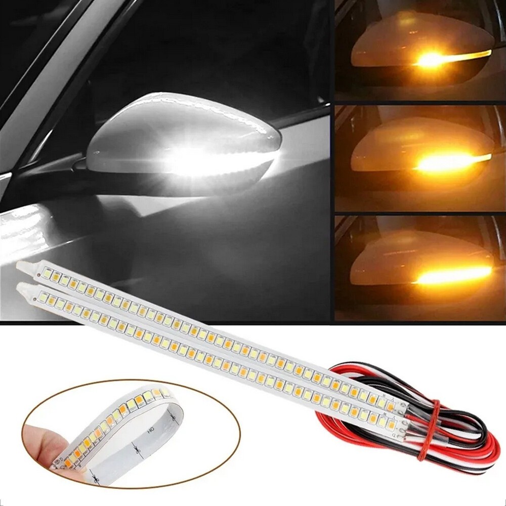 2Pcs 18cm LED Car Side Mirror Lamp Strip Turn Signal Indicator w/ Dynamic Light
