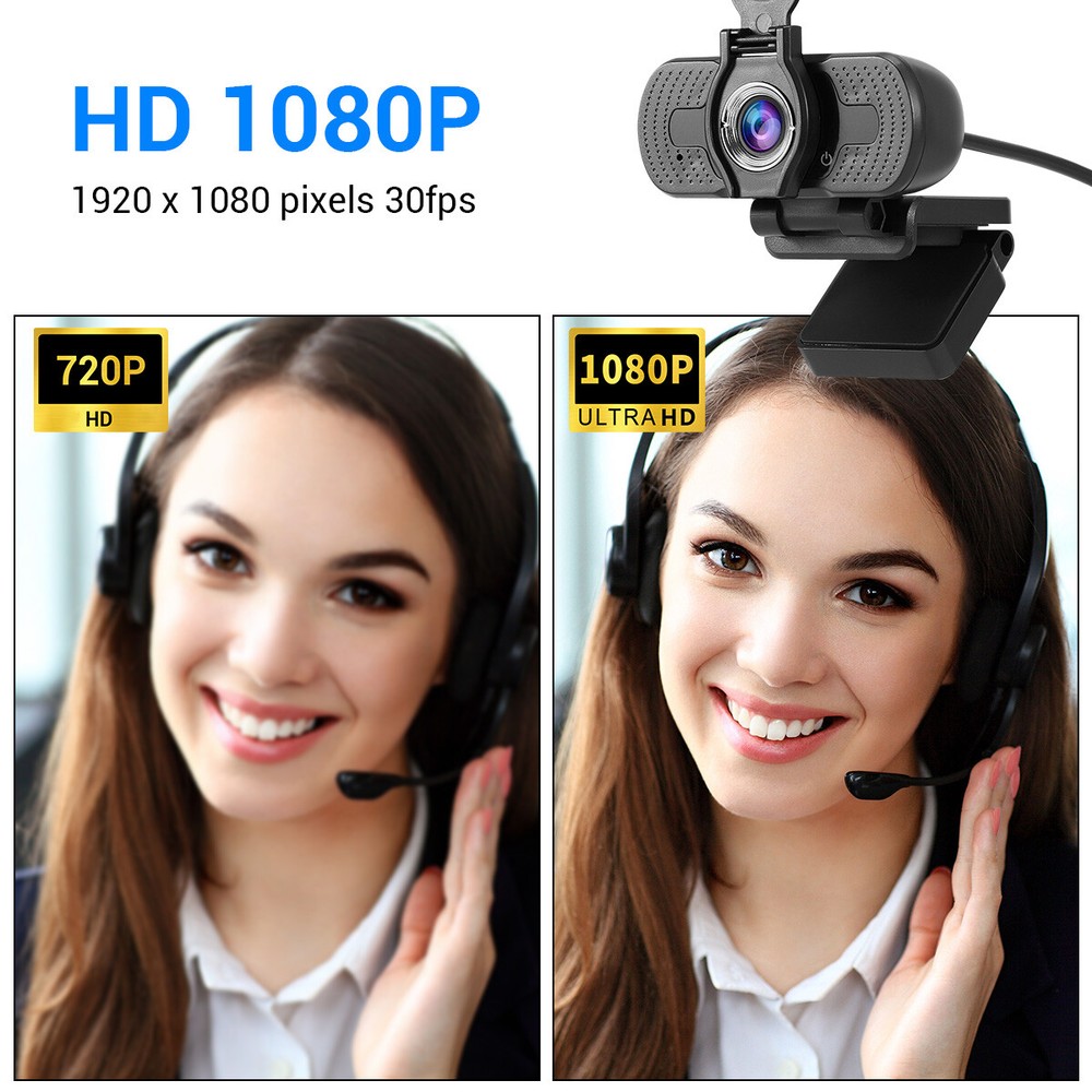 1080P Full HD USB Webcams for PC Desktop & Laptop Web Camera with Microphone