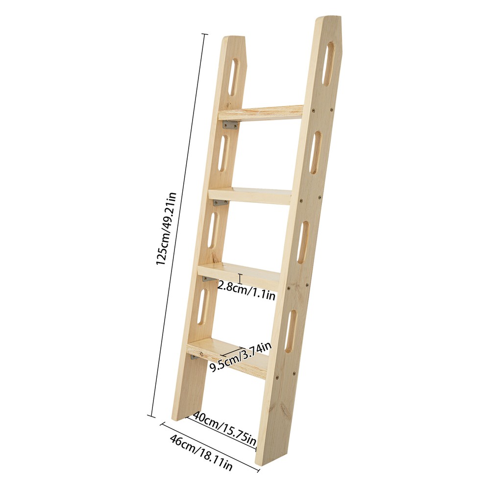 4-Step Ladder Durable Solid Wood Step Ladder 220lbs Load Fixed Ladder Step Stool