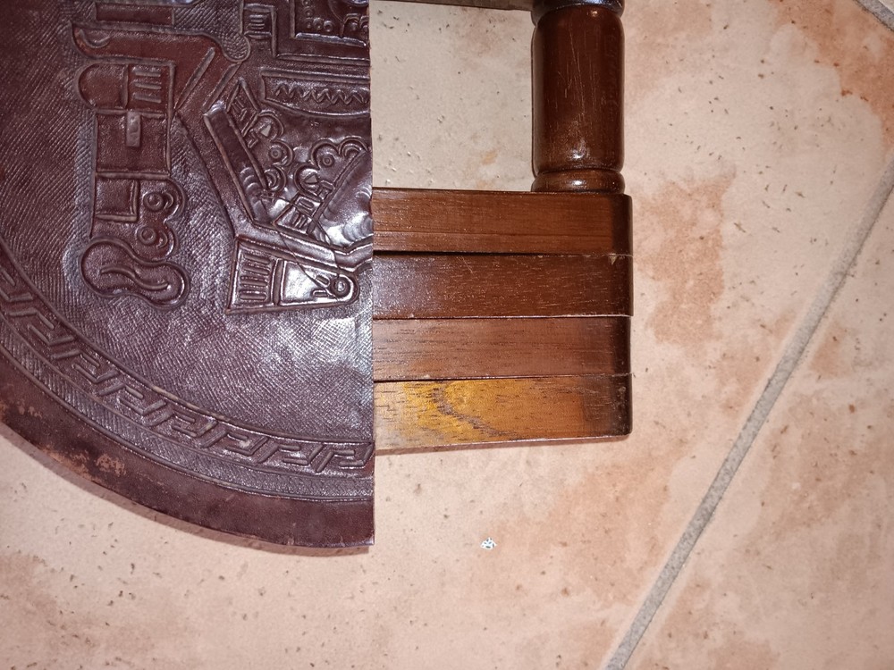 Vintage Peruvian Folding Stool Hand Tooled Leather