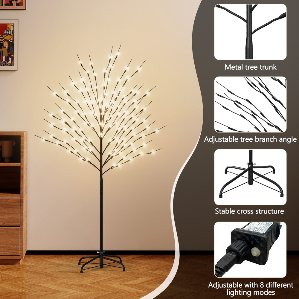 LED Lighted Tree with Warm White Lights 8 Lighting Modes for Holiday Decor